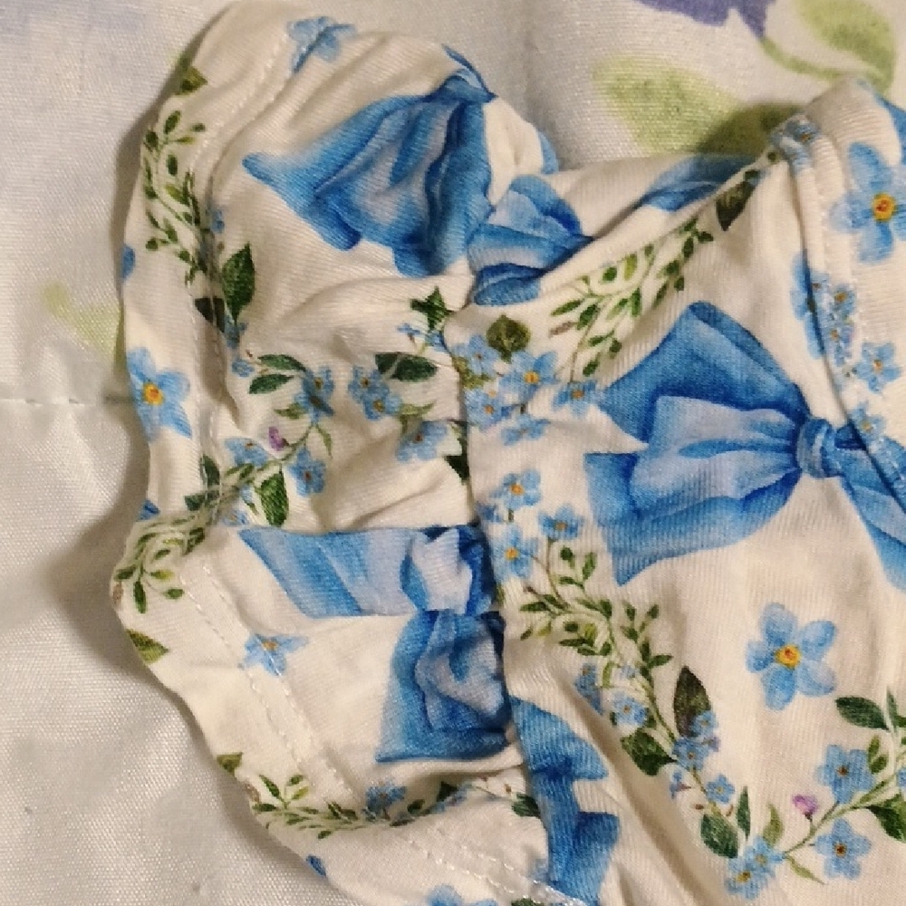 Posh Peanut Blue Floral Tulle Bodysuit Tutu - Picture 3 of 6
